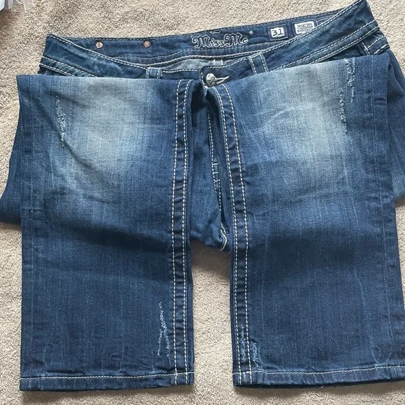 Miss Me 31 Blue Embellished Capris - Picture 9 of 13